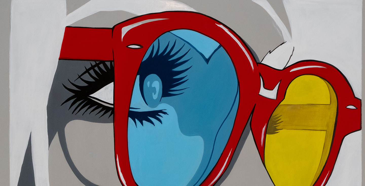 Colorful wall art with abstract figures at Psiri Vibes Hotel, capturing the vibrant atmosphere of the shared balcony.