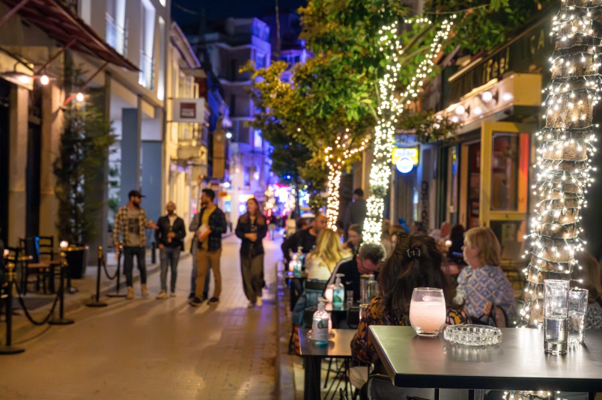 Psiri neighbourhood in Athens during evenings